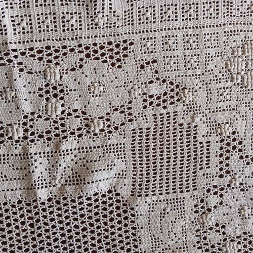 Vintage handmade beige tablecloth new