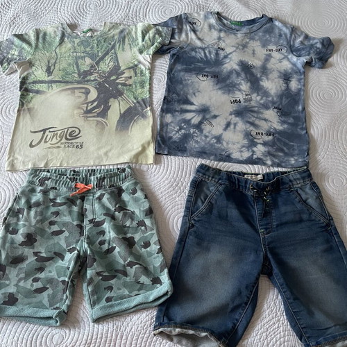 Benetton boys' clothing set like new, size 7-8, grey and blue