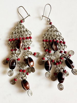 Bohemian earrings new with agate stones multicolored