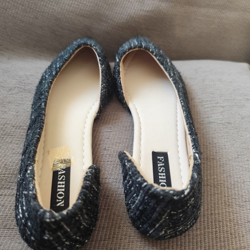 Ballerina shoes new tweed black with silver details size 39