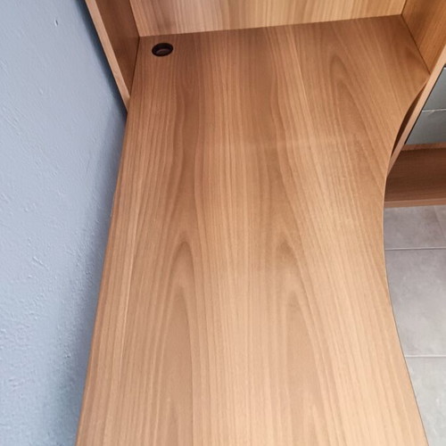 Neoset desk and bookshelf used with LED light