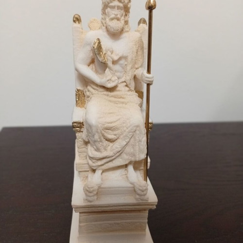 Zeus Statue on Throne alabaster, new, 17cm
