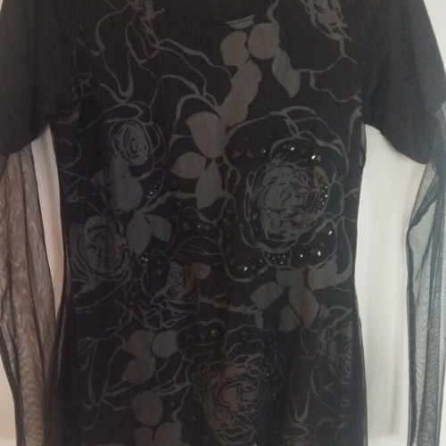 Raxevsky evening dress like new with beads and transparency black