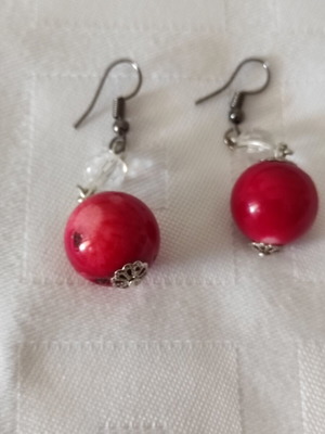 Handmade coral earrings new, red