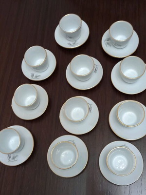 Bohemia Carlsbad espresso cups set of 11 like new with gold detail