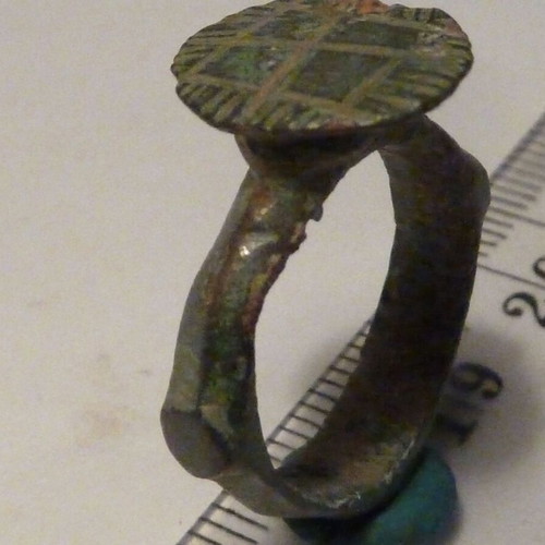 Antique Revival bronze ring with cross used