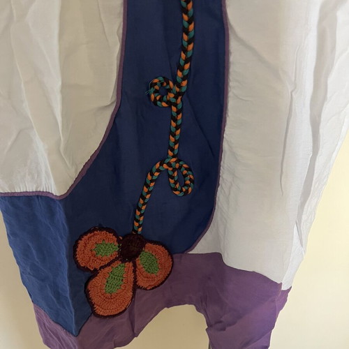 Vintage Meiling dress white with blue and purple embroidered flowers, like new