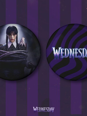 Wednesday pins new, set of 2, 6 cm diameter