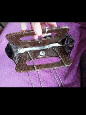 Doca velvet handbag new with extra chain shoulder strap brown