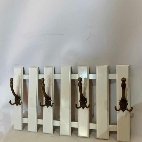 Vintage wall-mounted coat rack white 34x60 used