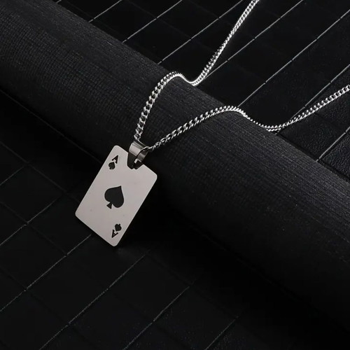 Vintage Poker Pendant Necklace made of Stainless Steel new