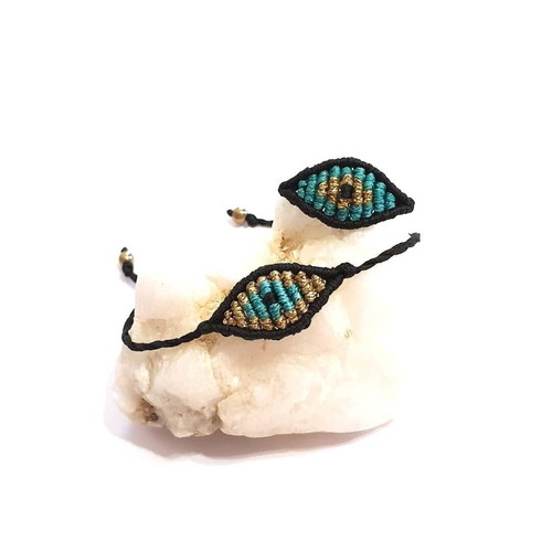Evil eye bracelet and ring set handmade, new, turquoise and gold