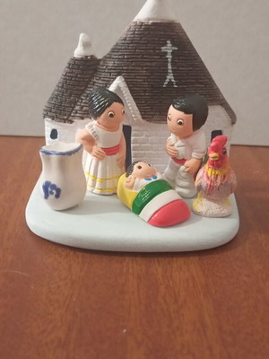 Handmade ceramic nativity scene decoration like new