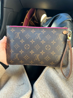 Louis Vuitton Neverfull MM wallet used, brown with pivoine interior
