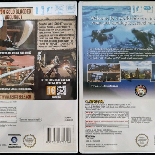 Nintendo Wii game pack used, Redsteel 2 and Monster Hunter 3