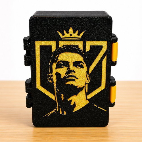 World Cup Player Card Storage Box, 3D Printed, Black and Gold
