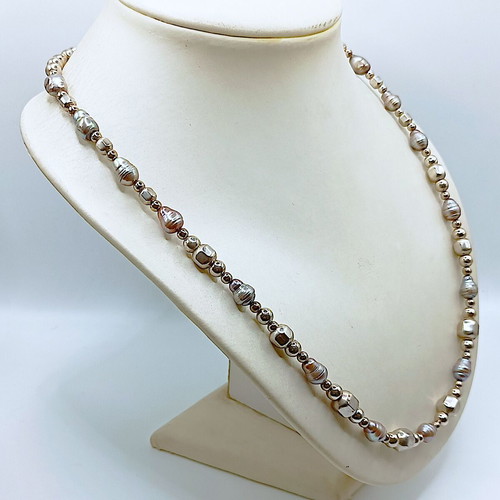 Moonlight Pearls silver 925 necklace with gray pearls new