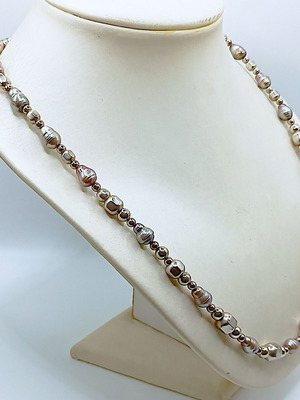 Moonlight Pearls silver 925 necklace with gray pearls new