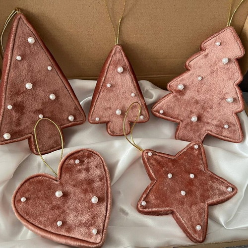Handmade designer textile Christmas trees for hanging, new