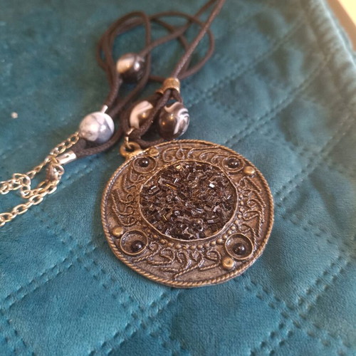 Antica Murrina antique women's necklace like new with mineral copper and black crystals