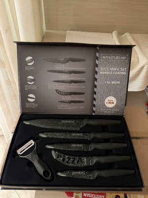 Royalty Line kitchen knives set of 5, steel with ceramic coating, new