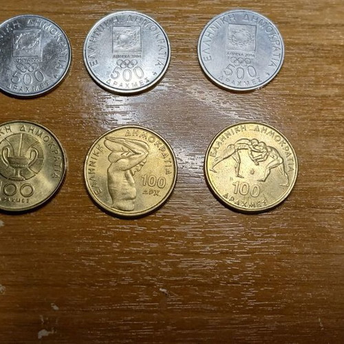 Collectible coins new 500 and 100 drachmas Olympic Games theme