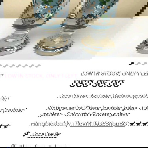 Антична немска ръчно рисувана стъклена чаша викторианска като ново