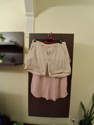 Shorts and branded blouse used, sizes L and XL, beige