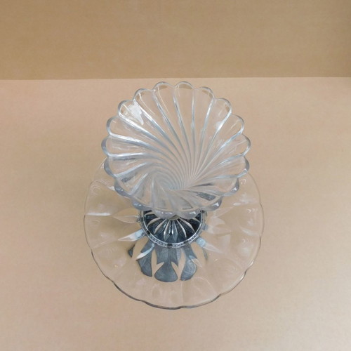Crystal fruit bowl with metal base German, about 70 years old
