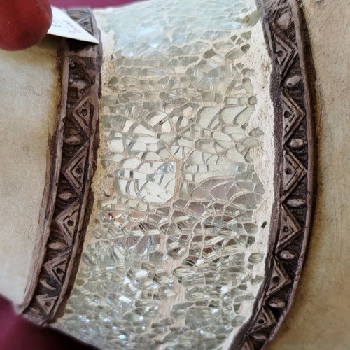 Handmade chicken new with mosaic crystals beige and red