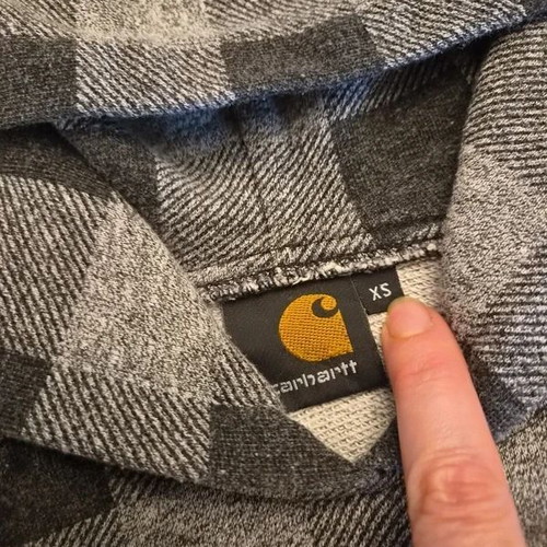 Carhartt WIP Hooded Labelle Sweat XS, grey black plaid hoodie