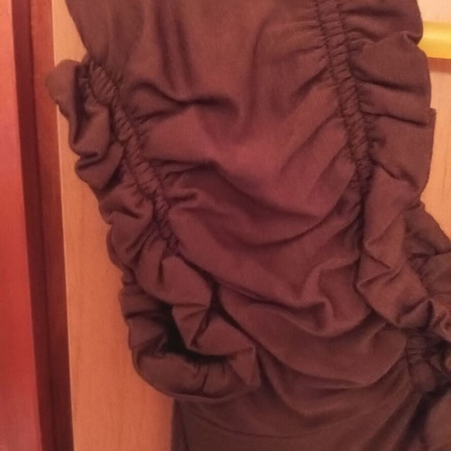 Brown viscose blouse like new with elastic cuffs and hem, size M