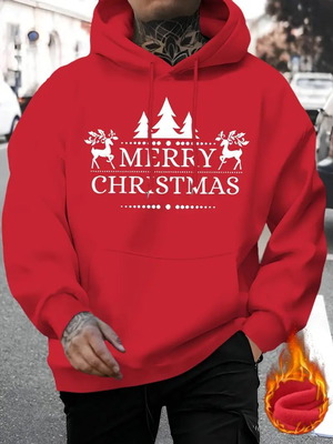 Ανδρικό Fleece Φούτερ Merry Christmas κόκκινο Medium καινούργιο