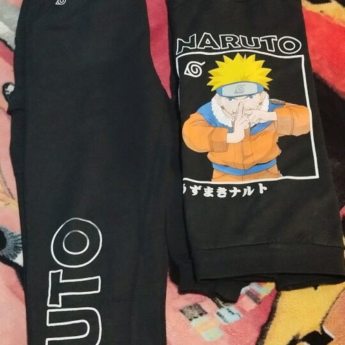 Naruto tracksuit set used, black, size 170 cm for 15-year-old boy