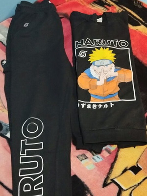 Naruto tracksuit set used, black, size 170 cm for 15-year-old boy