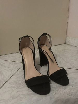 Suede sandals black used, size 36, thick heel