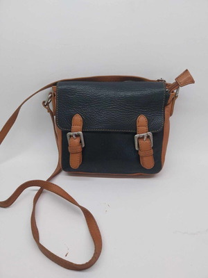 Βιντάζ γυναικεία τσάντα από γνήσιο δέρμα δίχρωμη, μεταχειρισμένη, χιαστί