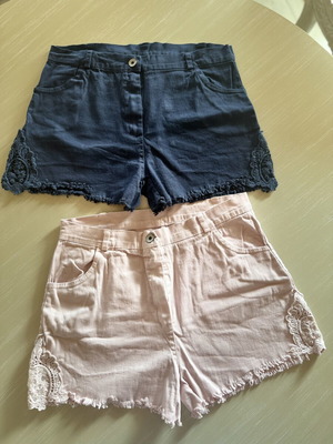 Set of 2 summer shorts used, XL, blue and pastel pink with lace