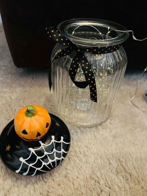 Glass jar with lid and lights new
