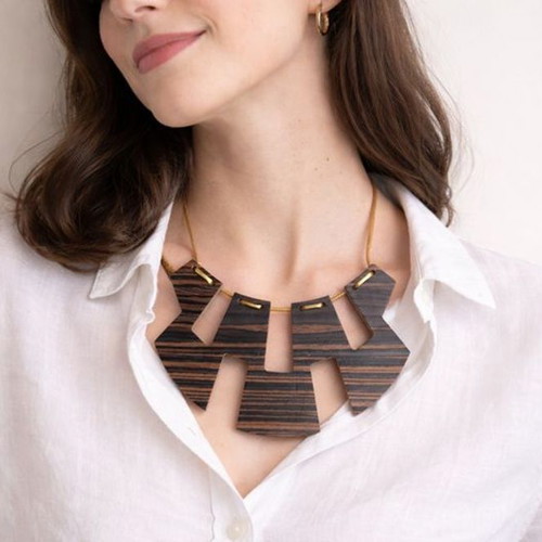 Handmade wooden ebony necklace made to order
