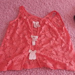 Lace top coral with bows on back fashionmark s-m like new