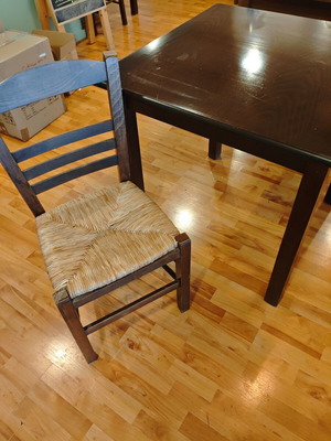 Wooden tables and chairs like new, set of 16 for catering