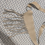 Leather belt with fringes new, beige