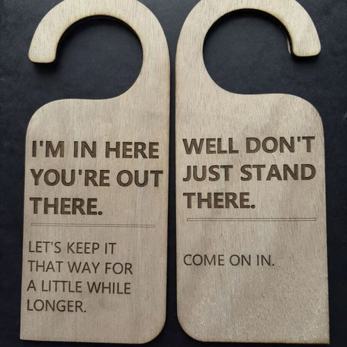 Hanging Door Sign New with Double-Sided Laser Engraving