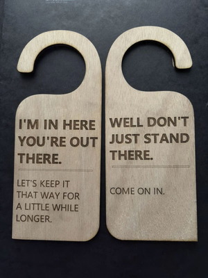Hanging Door Sign New with Double-Sided Laser Engraving