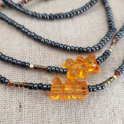 Haribo Glasses Chain with Semi-Precious Beads like new, 94cm