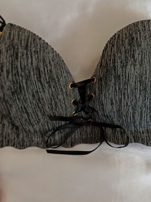Bra new with padding, no metal underwire, black and gray