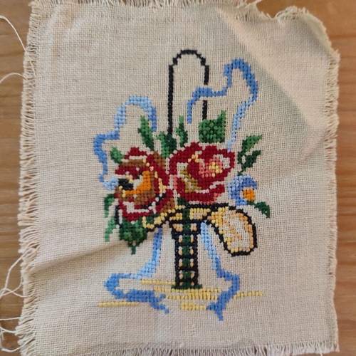Vintage cross stitch embroidery set of 3 handmade pieces