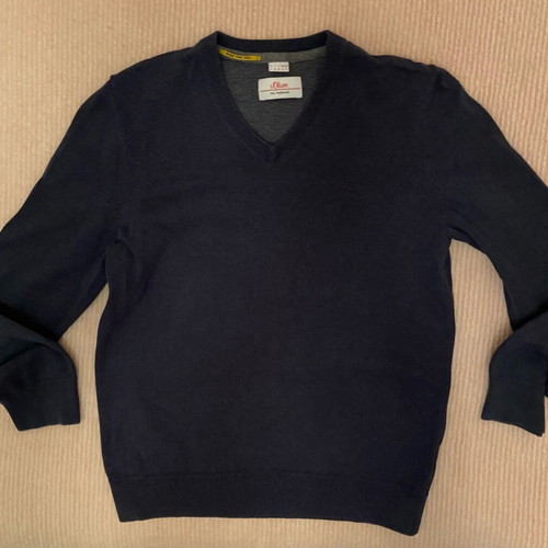 S.Oliver men's sweater used, cotton, blue, size S