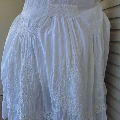 White Boho Dress with Embroidery and Lace, Like New, Size XL